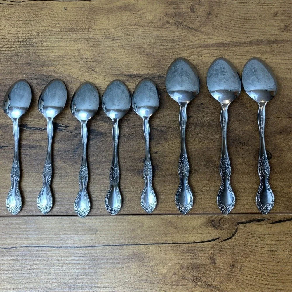 Reed & Barton Candace-Andrea 5 Teaspoons 3 Soup  8 PCs Total Stainless Japan